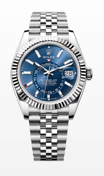 Rolex Stainless Steel & White Gold Sky Dweller Watch - 42 MM - Jubilee Bracelet - Blue Dial - 326934 blij