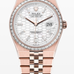 Rolex Land-Dweller - 36 MM - Rose Gold - Honeycomb Motif Intense White Dial - Diamond Bezel - Jubilee Bracelet - 127285TBR-0002
