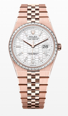 Rolex Land-Dweller - 36 MM - Rose Gold - Honeycomb Motif Intense White Dial - Diamond Bezel - Jubilee Bracelet - 127285TBR-0002
