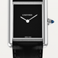 Cartier - Tank Must - Large Model - 33.7 MM x 25.5 MM - Stainless Steel - Black Lacquered Dial - Black Alligator Leather Strap - WSTA0108