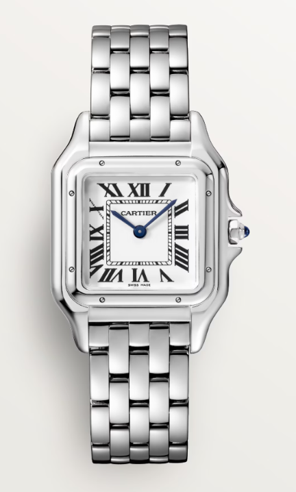 Cartier Panthére De Cartier Stainless Steel (Medium Model) 37 MM x 37 MM - Stainless Steel Bracelet - Stainless Steel Bezel - &nbsp;Silver Dial - WSPN0015