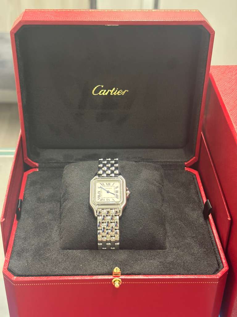 Cartier Panthére De Cartier Stainless Steel (Medium Model) 37 MM x 37 MM - Stainless Steel Bracelet - Stainless Steel Bezel - Silver Dial - WSPN0015