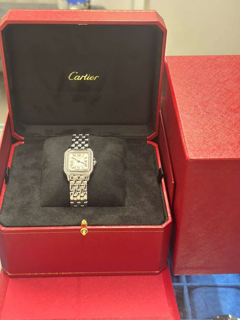 Cartier Panthére De Cartier Stainless Steel (Medium Model) 37 MM x 37 MM - Stainless Steel Bracelet - Stainless Steel Bezel - Silver Dial - WSPN0015