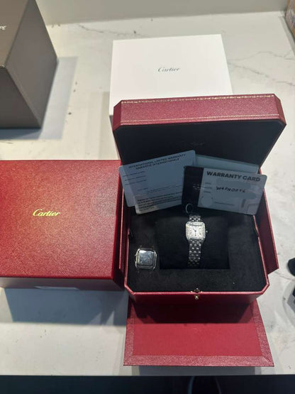 Cartier Panthére De Cartier Stainless Steel (Small Model) 22 MM - Stainless Steel Bracelet - Diamond Bezel - White Dial - W4PN0016