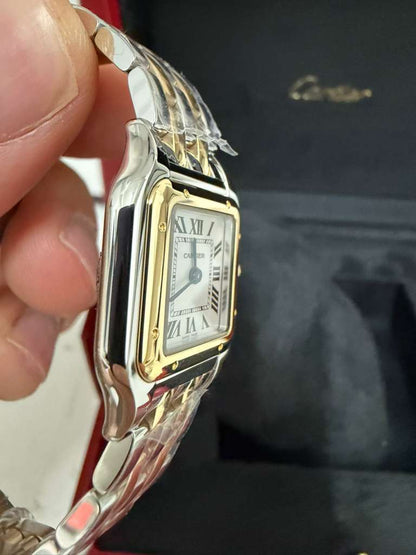 Cartier Panthére De Cartier Yellow Gold and Stainless Steel (Small Model) - 30 MM x 23 MM - Yellow Gold and Stainless Steel Bracelet - Yellow Gold Bezel - Silvered Dial - W2PN0018