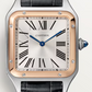 Cartier Santos de Cartier-Dumont Stainless Steel - Rose Gold Bezel - 43.5 MM (Large Model) - Black Leather Strap - Silver Dial - W2SA0037