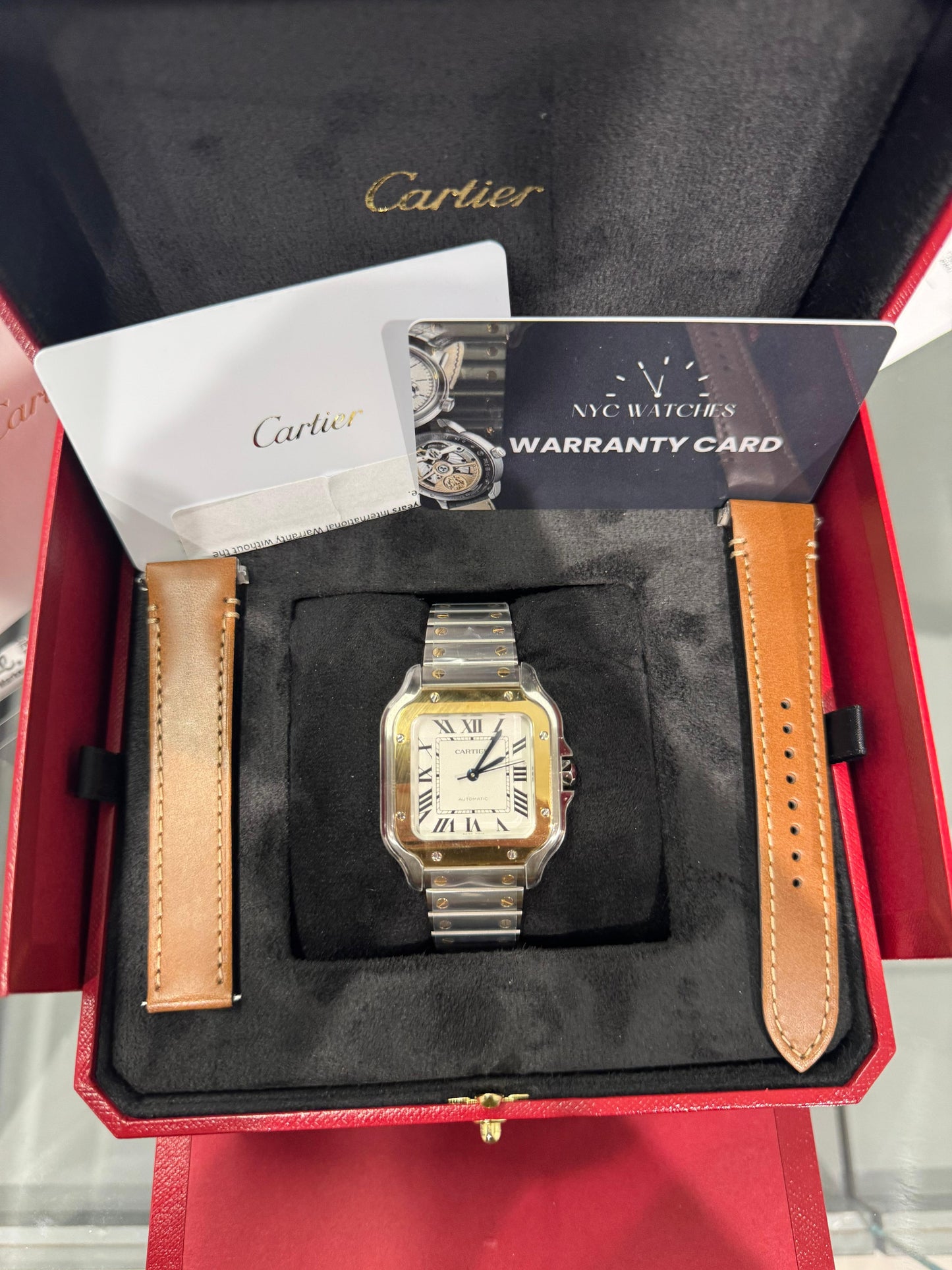 Cartier Santos de Cartier Stainless Steel 35.1 MM (Medium Model) - Stainless Steel Bracelet - White Dial - W2SA0016