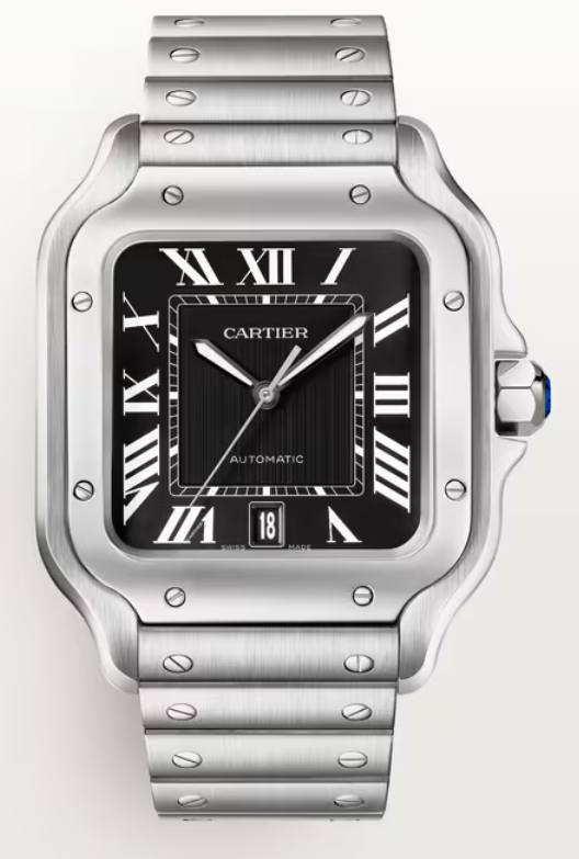 Cartier Santos de Cartier Stainless Steel 39.8 MM (Large Model) - Black Dial - WSSA0096