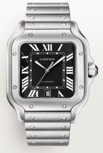 Cartier Santos de Cartier Stainless Steel 39.8 MM (Large Model) - Black Dial - WSSA0096