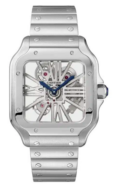 Cartier Santos de Cartier Steel 39.8 MM (Large model) - Steel Bracelet - Openworked Dial - WHSA0007