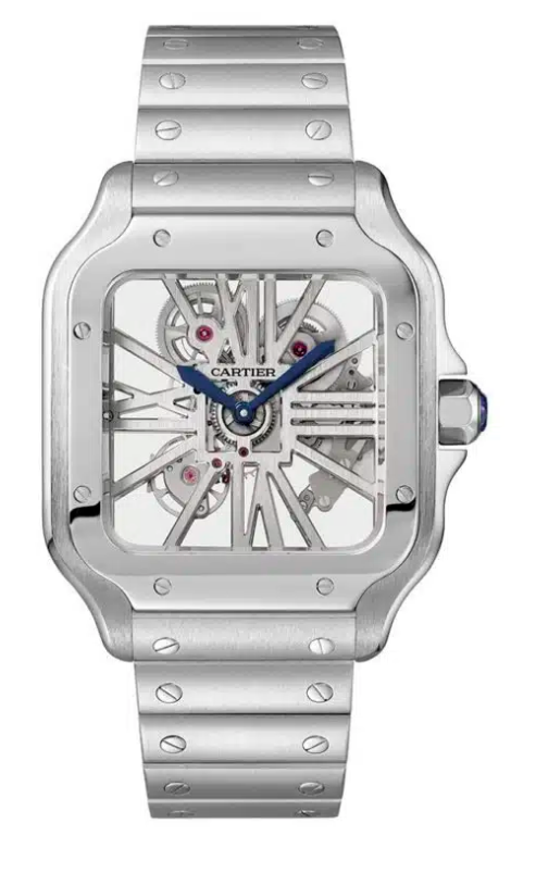 Cartier Santos de Cartier Steel 39.8 MM (Large model) - Steel Bracelet - Openworked Dial - WHSA0007