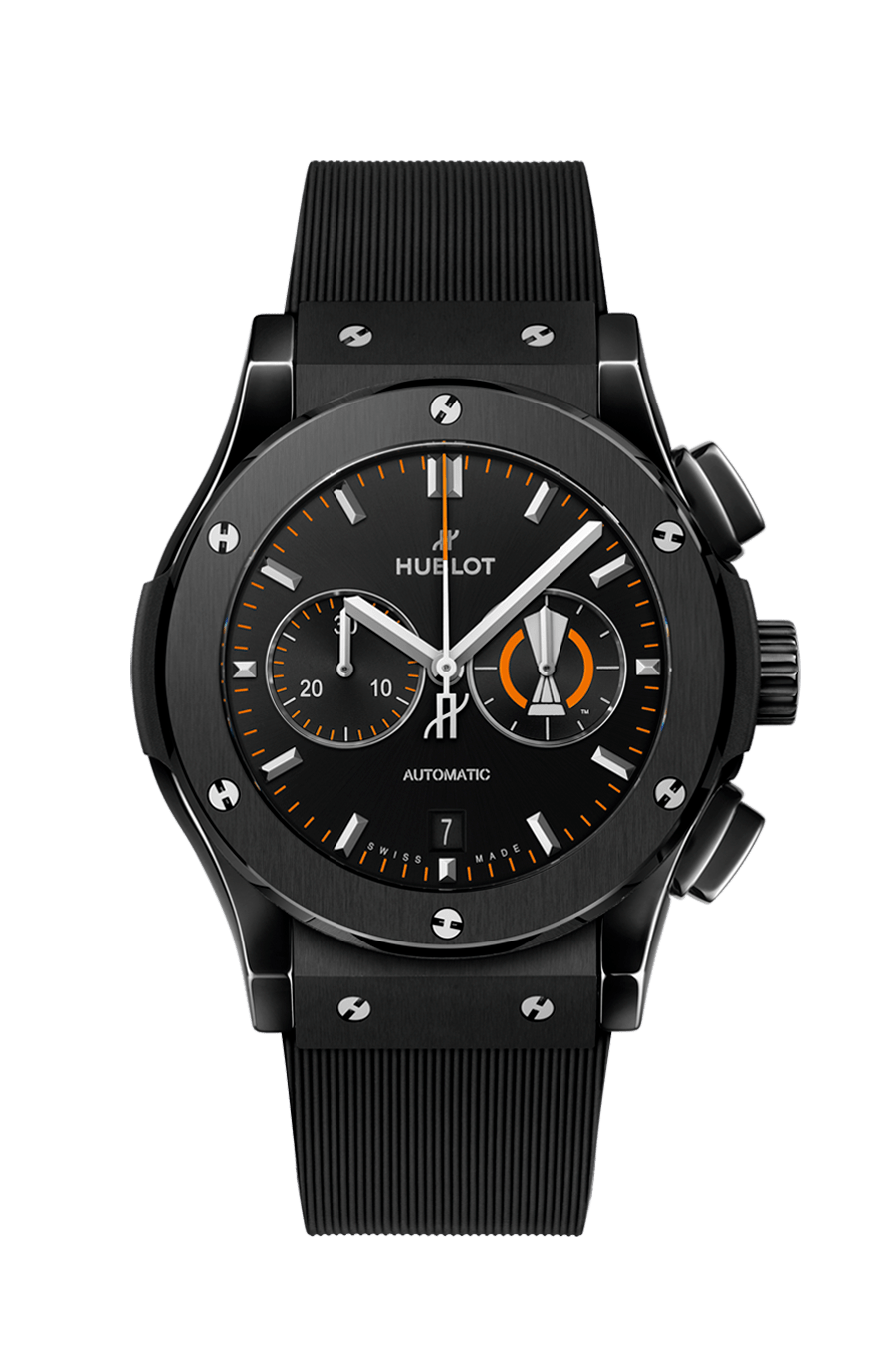 Hublot Classic Fusion Chronograph Uefa Europa League Ceramic 42 MM -  Black Rubber Strap - Satin Black Sunrays Dial - 541.CM.1479.RX.UEL23