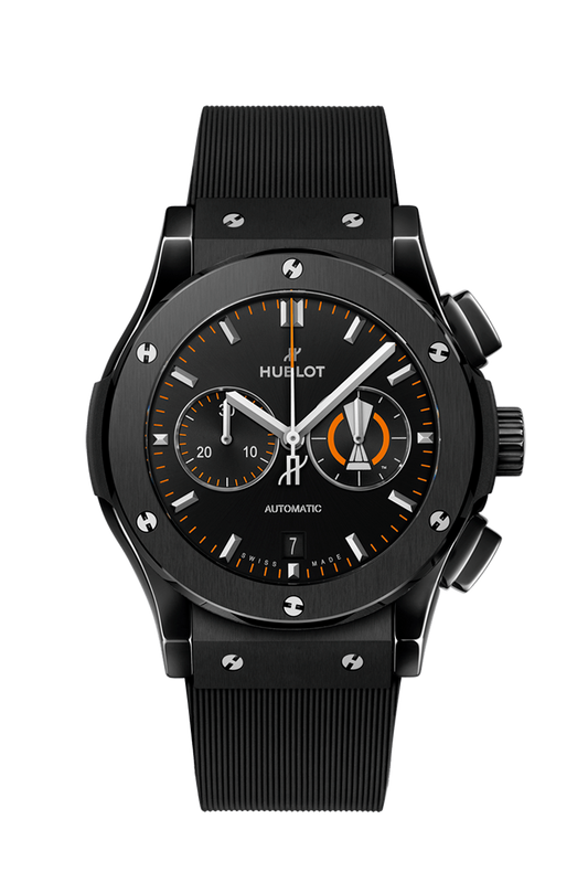 Hublot Classic Fusion Chronograph Uefa Europa League Ceramic 42 MM -  Black Rubber Strap - Satin Black Sunrays Dial - 541.CM.1479.RX.UEL23