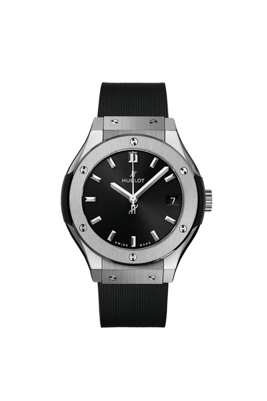 Hublot Classic Fusion Titanium 33 MM - Black Rubber Strap - Satin Black Sunrays Dial - 581.NX.1470.RX