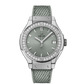 Hublot Classic Fusion Sage Green - Titanium - Diamond Bezel - 33 MM - Sage Green Rubber/Fabric Strap - Satin Sage Green Sunray Dial - 581.NX.891G.NR.1104