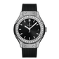 Hublot Classic Fusion Titanium Pave 33 MM - Black Rubber and Alligator Strap - Diamond Bezel - Satin Black Sunrays Dial - 581.NX.1470.RX.1704