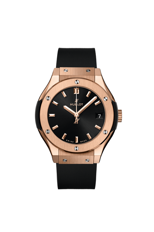 Hublot Classic Fusion King Gold 33 MM - Black Rubber Strap - Black Dial - 581.OX.1480.RX