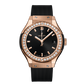 Hublot Classic Fusion Racing King Gold Diamonds 33 MM - Black Rubber Strap - Diamond Bezel - Satin Black Sunrays Dial - 581.OX.1480.RX.1104