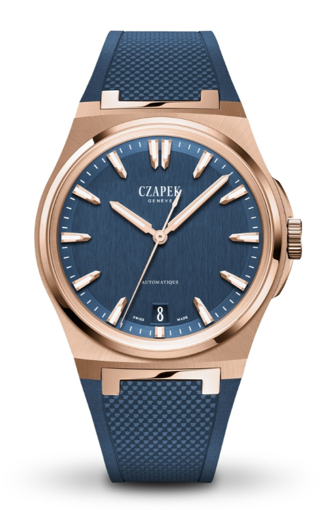Czapek Antarctique Mount Erebus - Limited Edition - 40.5 MM - Rose Gold - Blue Dial - Rubber Bracelet - 1544-FG
