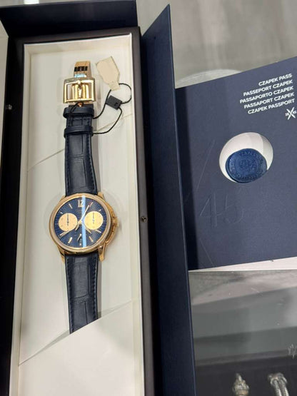 Czapek Faubourg de Cracovie Océan d’Or - Limited Edition - 41.5 MM - Rose Gold - Blue Dial - Blue Leather Bracelet - 1028