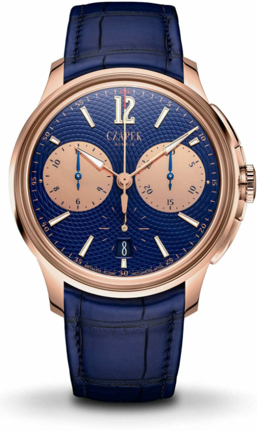 Czapek Faubourg de Cracovie Océan d’Or - Limited Edition - 41.5 MM - Rose Gold - Blue Dial - Blue Leather Bracelet - 1028