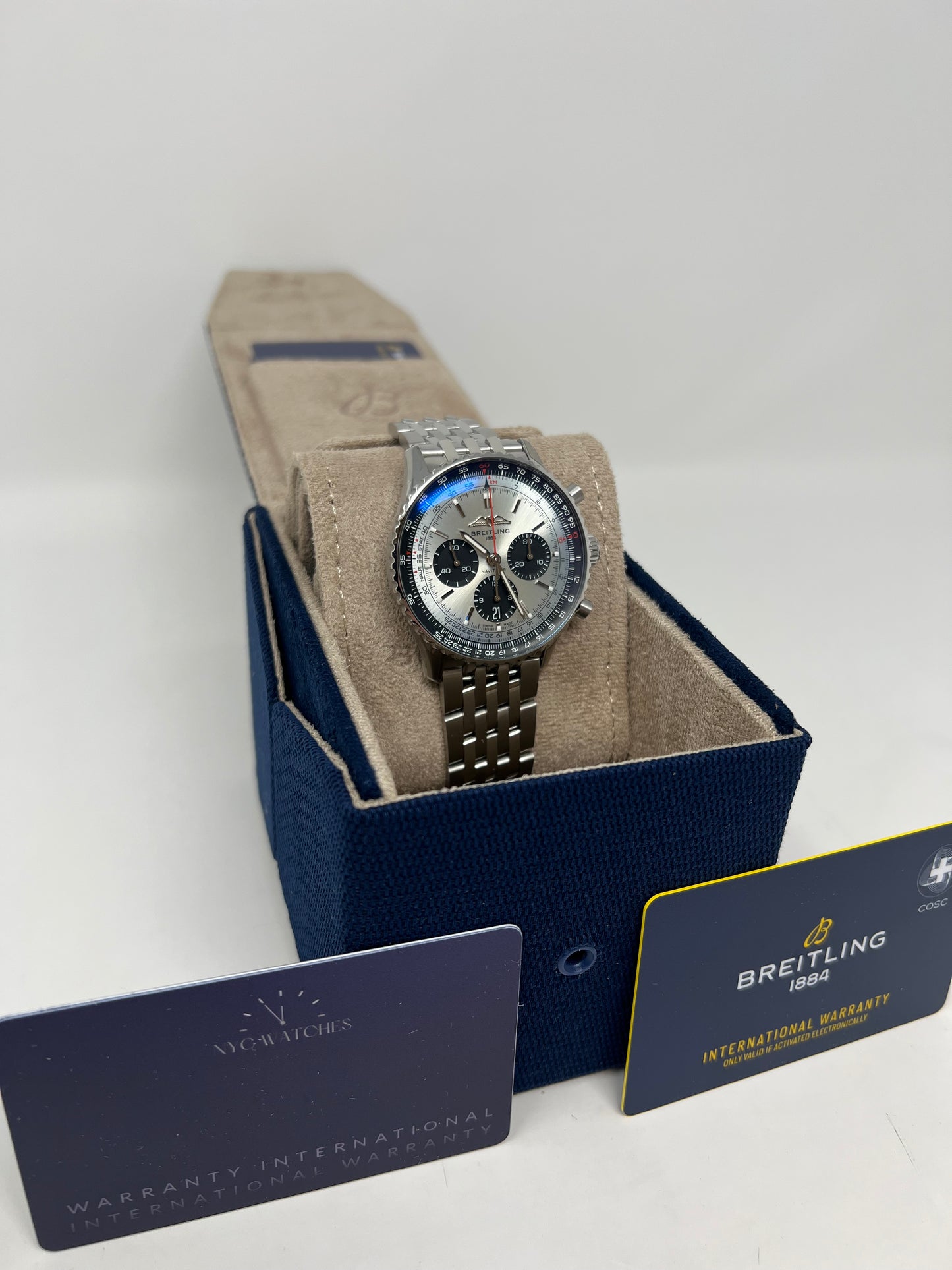 Breitling Navitimer Stainless Steel 43 MM - Stainless Steel Bracelet - Ice Blue Dial -  AB0138241C1A1