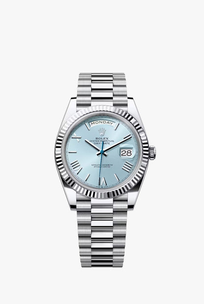 Rolex Presidential Platinum Day-Date 40MM - President Bracelet Watch - Ice Blue Roman Dial - 228236-0012