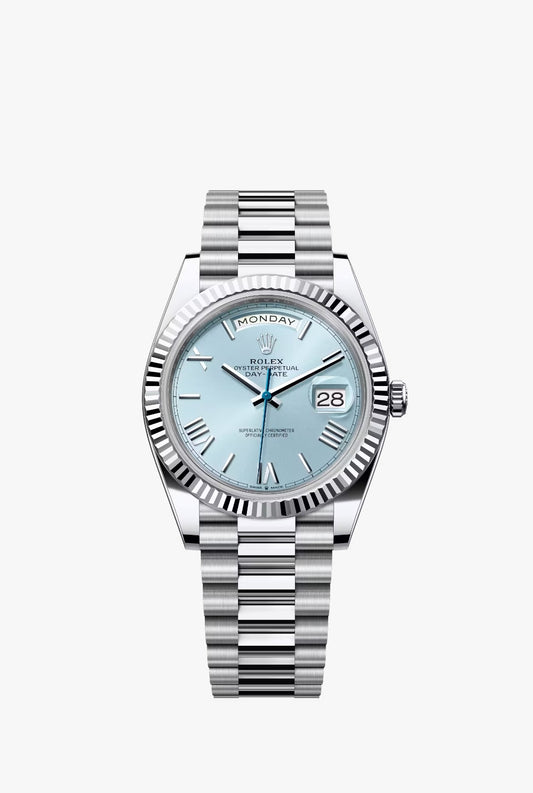 Rolex Presidential Platinum Day-Date 40MM - President Bracelet Watch - Ice Blue Roman Dial - 228236-0012