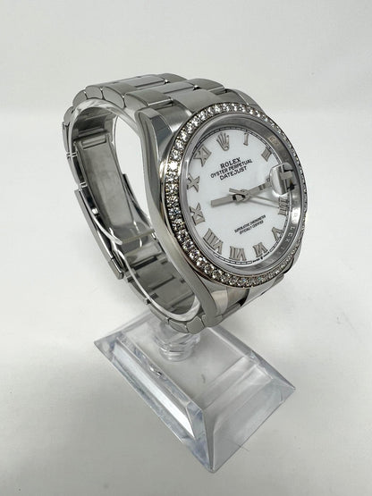 Rolex Stainless Steel And White Gold Datejust - 36 MM - Oyster Bracelet - Diamond Bezel - White Roman Dial - 126284RBR-0018