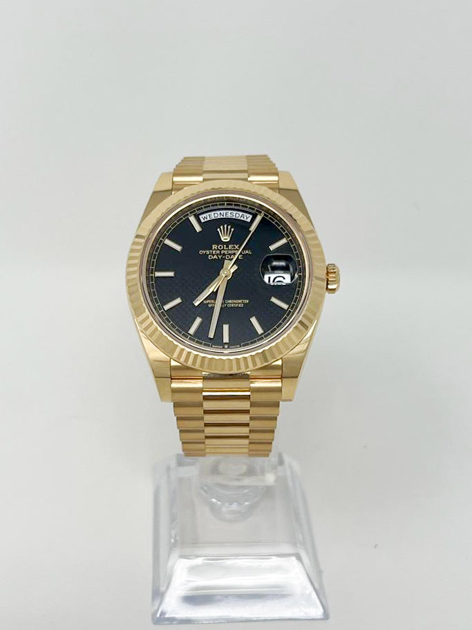 Rolex Presidential Yellow Gold Day-Date 40MM - President Bracelet Watch - Black Index Dial - 228238 bkip