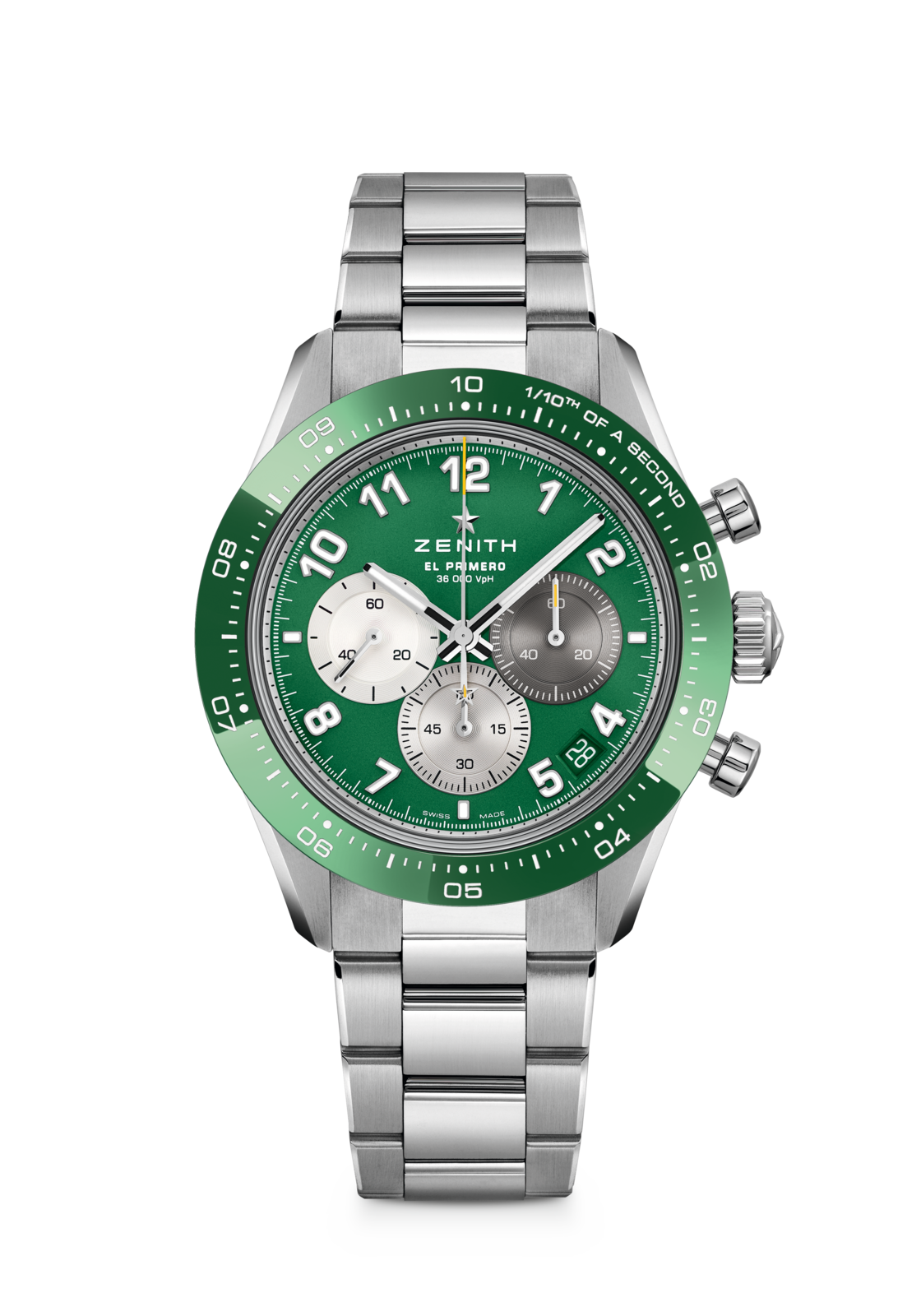 Zenith CHRONOMASTER Sport Aaron Rodgers - 41 MM -  Stainless Steel - Ceramic Bezel - Green Dial - 03.3117.3600/56.M3100