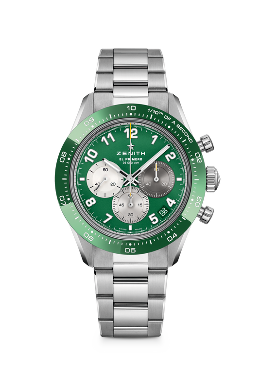 Zenith CHRONOMASTER Sport Aaron Rodgers - 41 MM -  Stainless Steel - Ceramic Bezel - Green Dial - 03.3117.3600/56.M3100