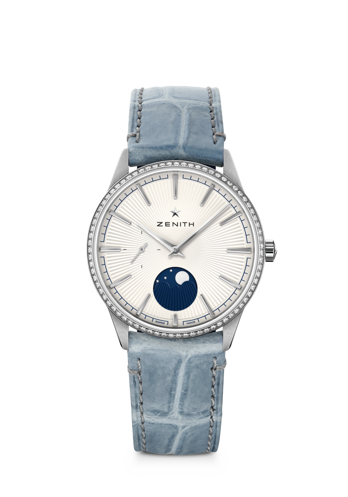 Zenith ELITE Moonphase - 36 MM - Stainless Steel - Diamond Bezel - Silver Dial - 16.3200.692/01.C832