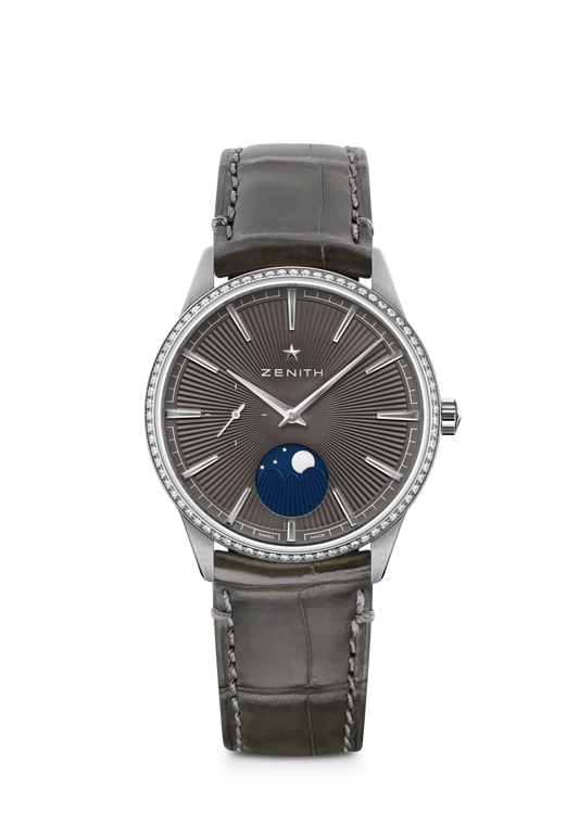 Zenith ELITE Moonphase - 36 MM - Stainless Steel - Diamond Bezel - Grey Dial - 16.3200.692/03.C833