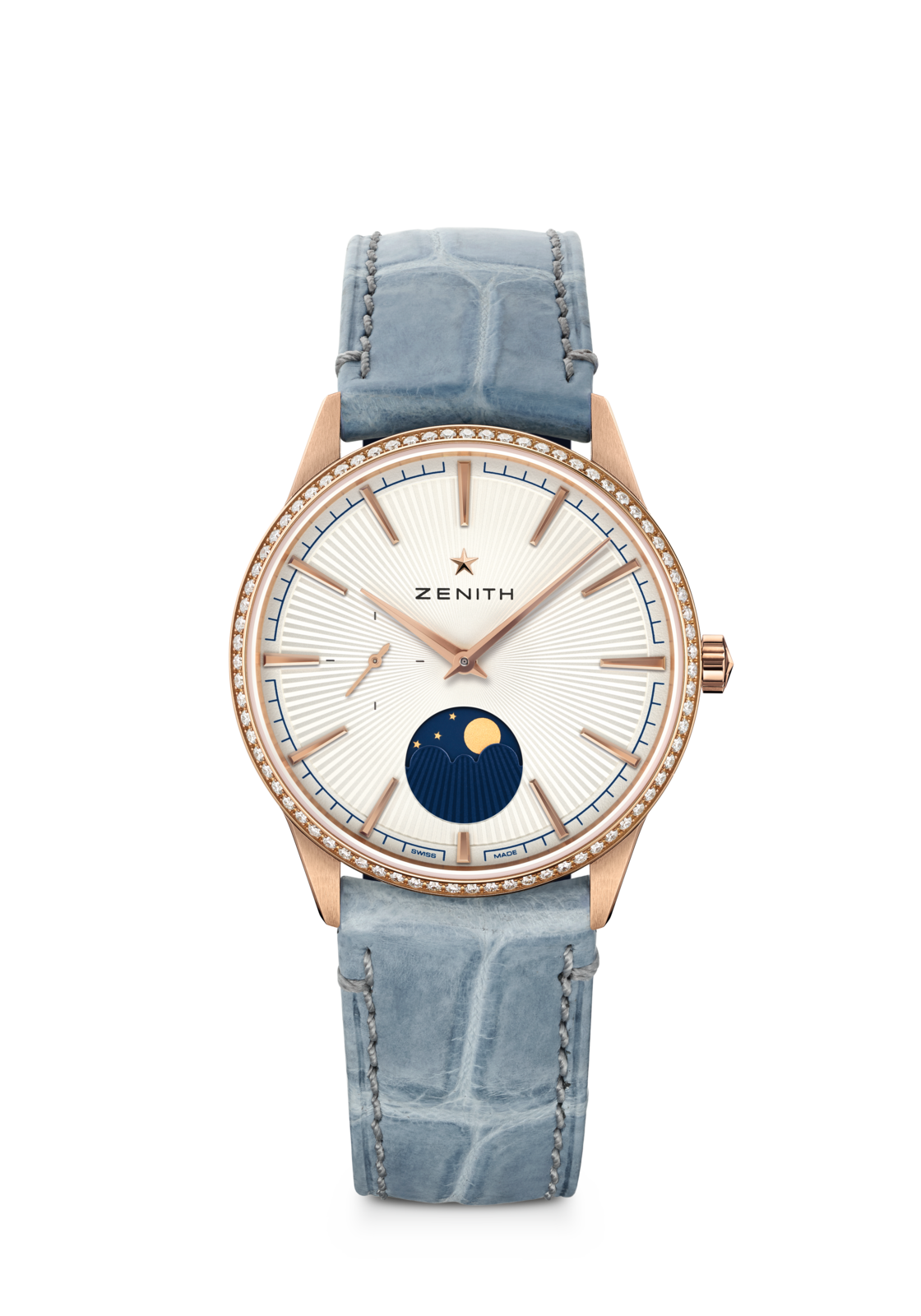 Zenith ELITE Moonphase - 36 MM - Rose Gold - Diamond Bezel - Silver Dial - 22.3200.692/01.C832