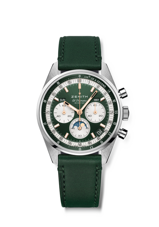 Zenith CHRONOMASTER Original - 38 MM -  Stainless Steel - Green Dial - 03.3400.3610/40.C912