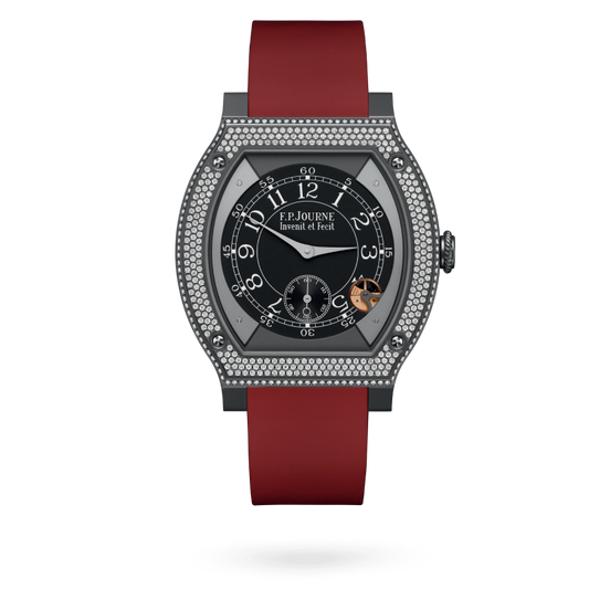 F.P. Journe ÉléganteTitalyt® set with diamonds 48 x 40 MM - Red Rubber Strap - Diamond Bezel - Black Dial - ÉléganteTitalyt® set with diamonds nyc watcher nyc watches