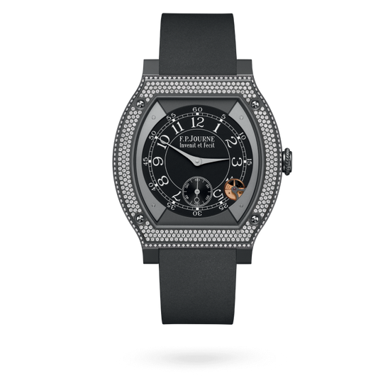 F.P. Journe ÉléganteTitalyt® set with diamonds 48 x 40 MM - Grey Rubber Strap - Diamond Bezel - Black Dial - ÉléganteTitalyt® set with diamonds nyc watcher nyc watches