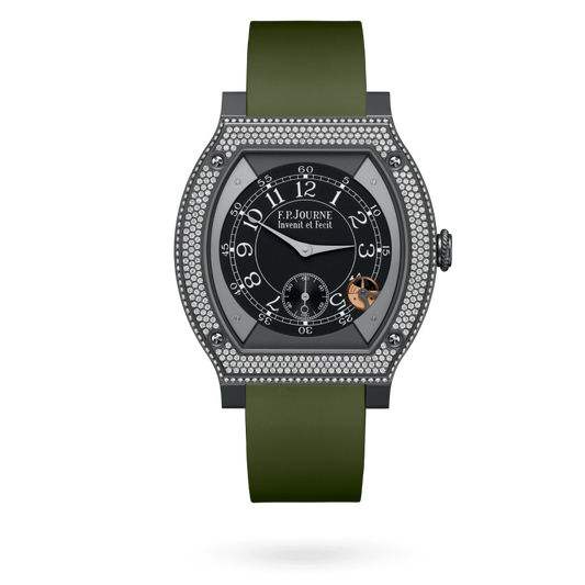 F.P. Journe ÉléganteTitalyt® set with diamonds 48 x 40 MM - Green Rubber Strap - Diamond Bezel - Black Dial - ÉléganteTitalyt® set with diamonds nyc watcher nyc watches