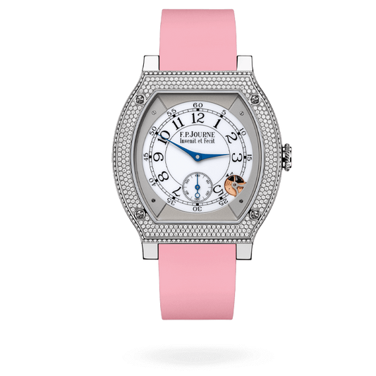 F.P. Journe Élégante Titanium Set With Diamonds 48 x 40 MM - Pink Rubber Strap - Diamond Bezel - White Dial - Élégante Titanium Set With Diamonds nyc watcher nyc watches