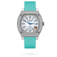 F.P. Journe Élégante Titanium Set With Diamonds 48 x 40 MM - Turquoise Rubber Strap - Diamond Bezel - White Dial - Élégante Titanium Set With Diamonds nyc watcher nyc watches
