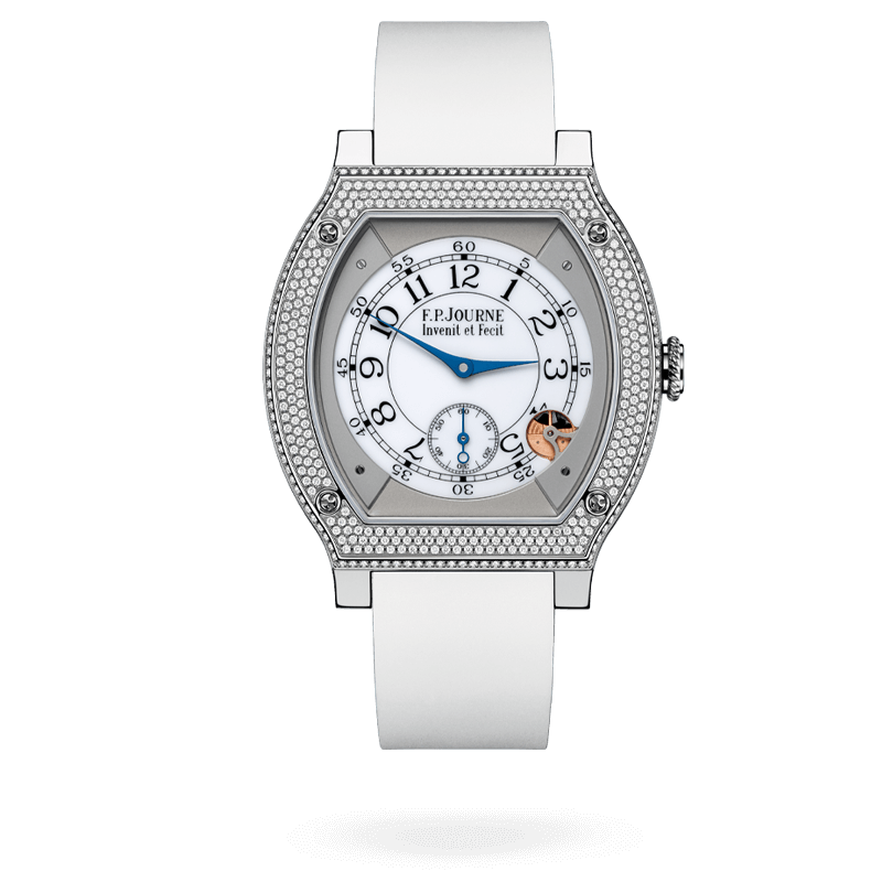 F.P. Journe Élégante Titanium Set With Diamonds 48 x 40 MM - White Rubber Strap - Diamond Bezel - White Dial - Élégante Titanium Set With Diamonds nyc watcher nyc watches