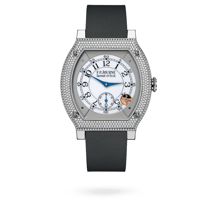 F.P. Journe Élégante Titanium Set With Diamonds 48 x 40 MM - Grey Rubber Strap - Diamond Bezel - White Dial - Élégante Titanium Set With Diamonds nyc watcher nyc watches