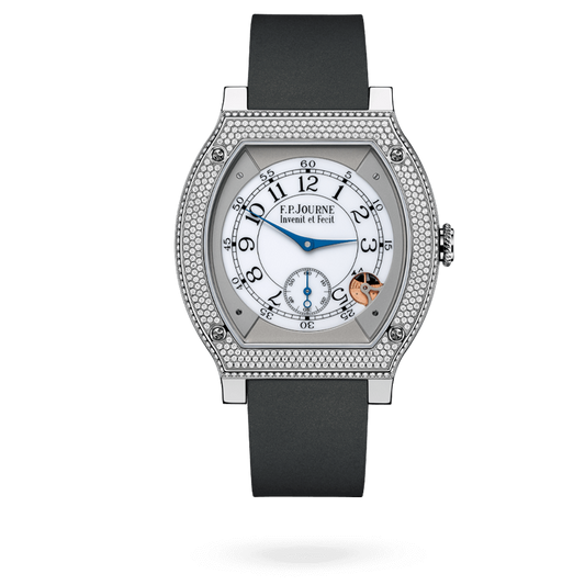 F.P. Journe Élégante Titanium Set With Diamonds 48 x 40 MM - Grey Rubber Strap - Diamond Bezel - White Dial - Élégante Titanium Set With Diamonds nyc watcher nyc watches