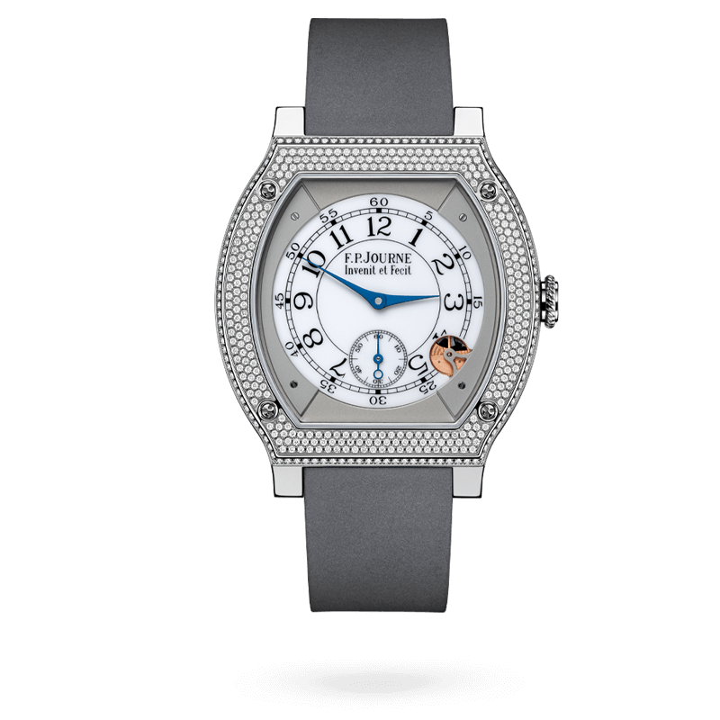 F.P. Journe Élégante Titanium Set With Diamonds 48 x 40 MM - Grey Rubber Strap - Diamond Bezel - White Dial - Élégante Titanium Set With Diamonds nyc watcher nyc watches