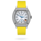 F.P. Journe Élégante Titanium Set With Diamonds 48 x 40 MM - Yellow Rubber Strap - Diamond Bezel - White Dial - Élégante Titanium Set With Diamonds nyc watcher nyc watches