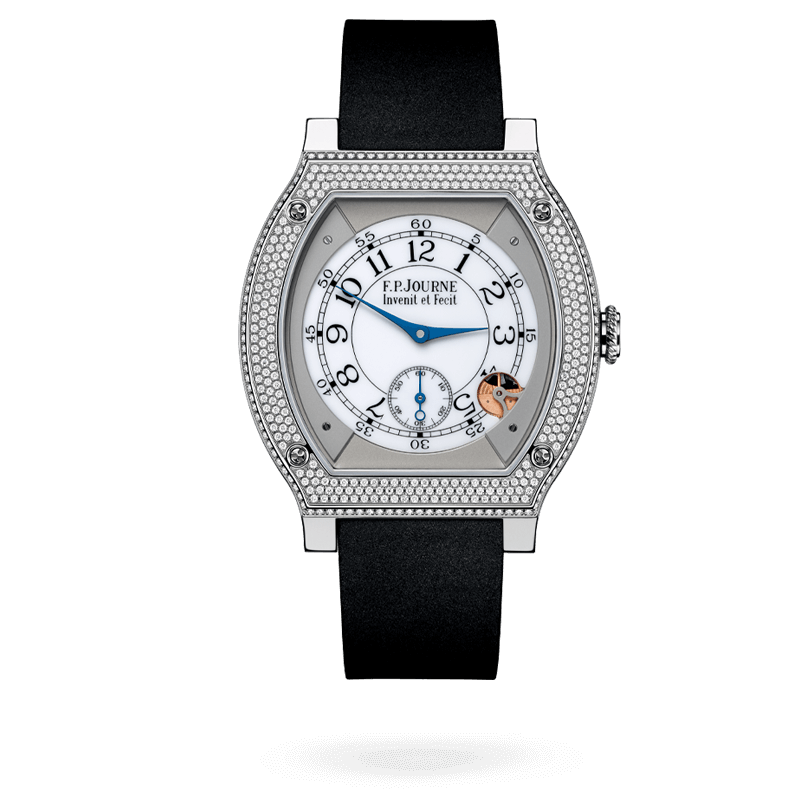 F.P. Journe Élégante Titanium Set With Diamonds 48 x 40 MM - Black Rubber Strap - Diamond Bezel - White Dial - Élégante Titanium Set With Diamonds nyc watcher nyc watches