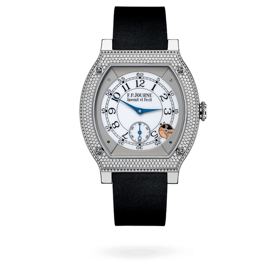 F.P. Journe Élégante Titanium Set With Diamonds 48 x 40 MM - Black Rubber Strap - Diamond Bezel - White Dial - Élégante Titanium Set With Diamonds nyc watcher nyc watches