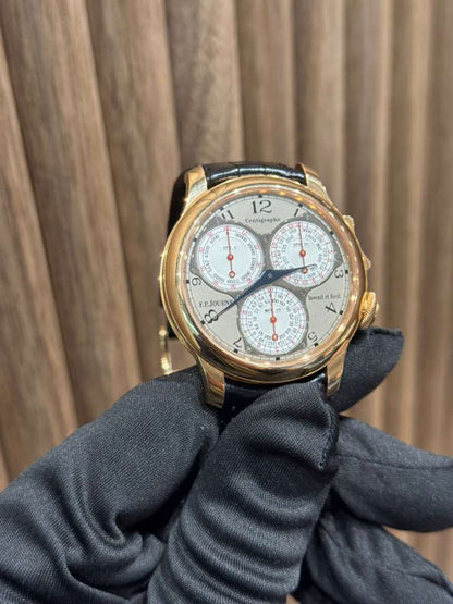 F.P. Journe Centigraphe Souverain Rose Gold 40 MM - Alligator Leather Strap - Silver Dial - Centigraphe Souverain