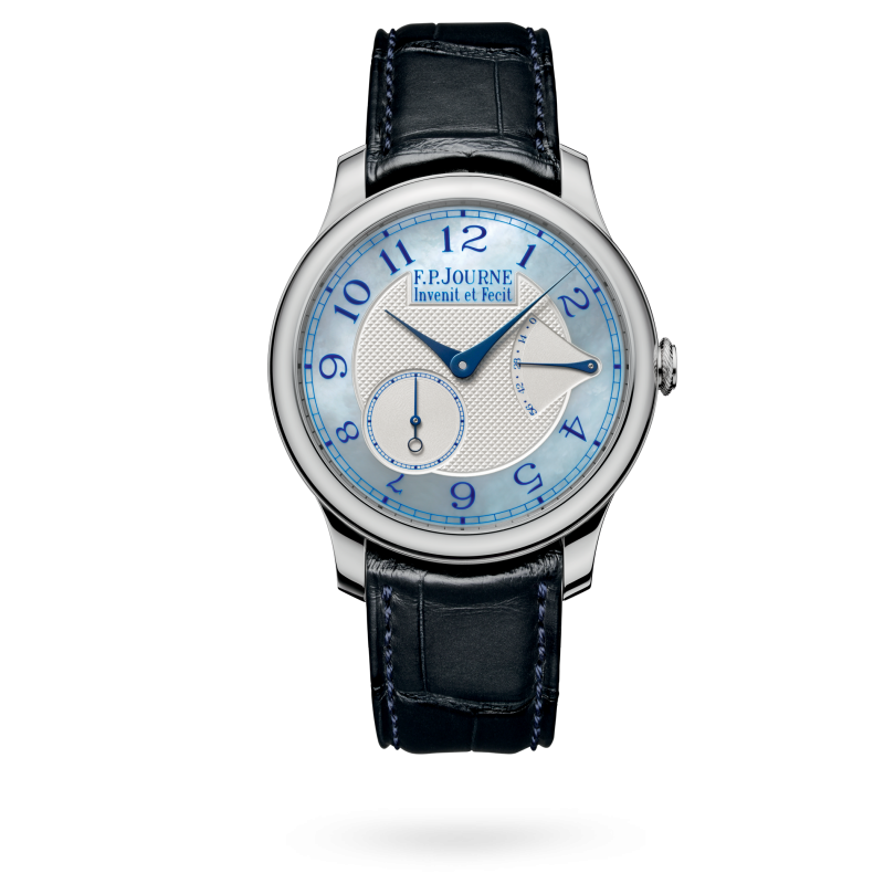 F.P. Journe Boutique Chronomètre Souverain Platinum 40 MM - Blue Leather Strap - Blue Mother Of Pearl Dial - Chronomètre Souverain Nacre nyc watcher nyc watches